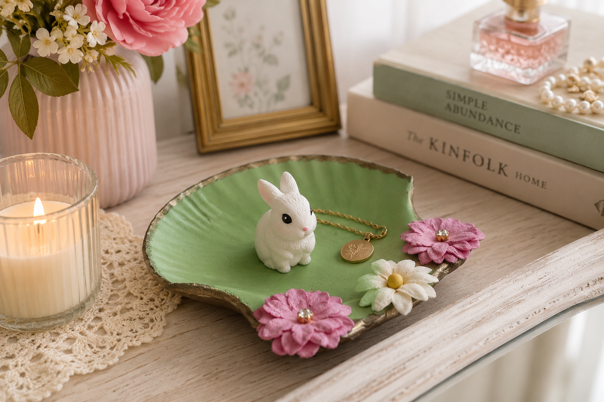Seashell Trinket Dish Bunny