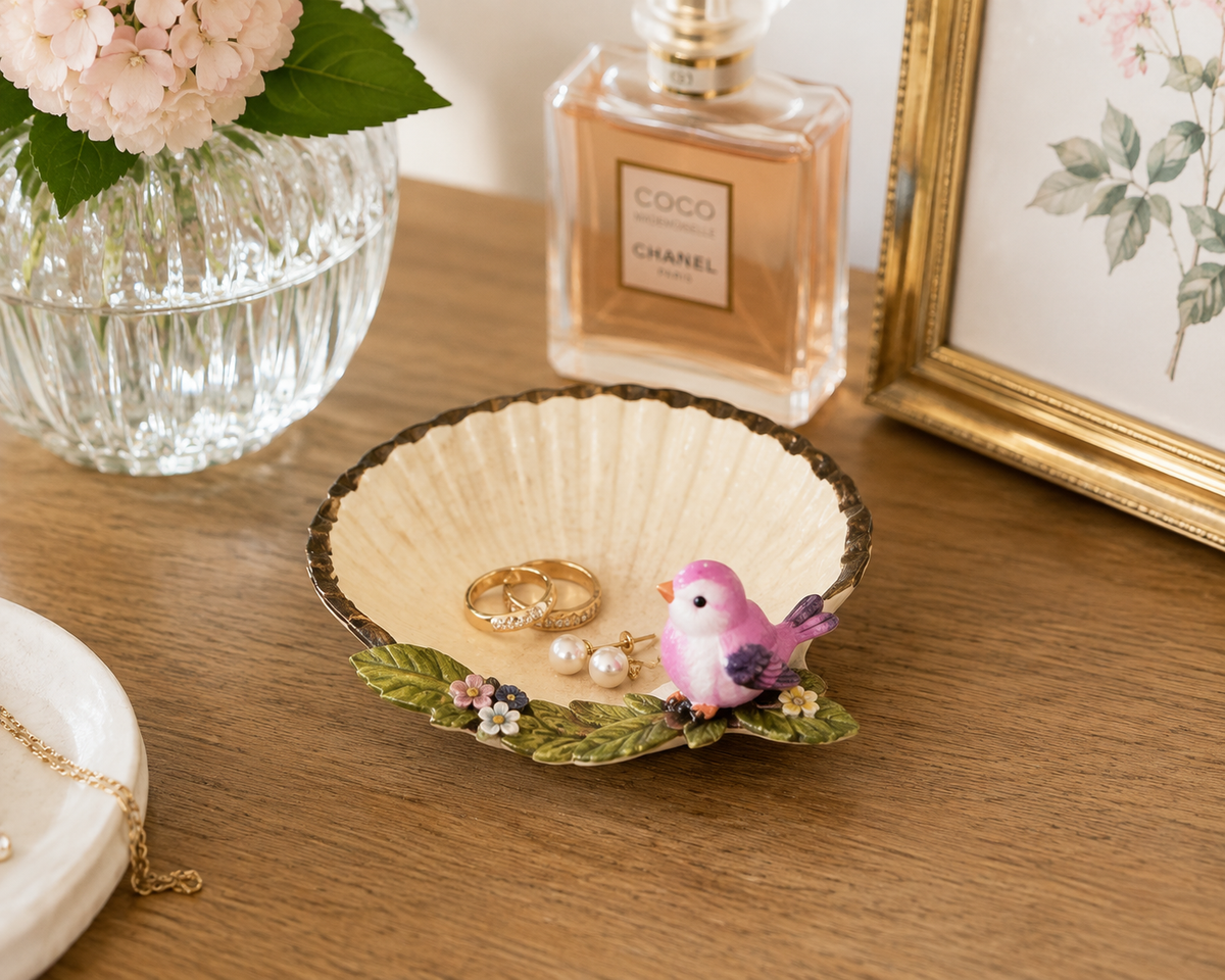 Seashell Trinket Dish Bird